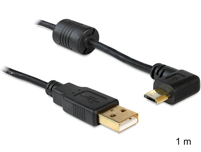 Delock Cable USB-A male > USB micro-B male angled 90Â° left / right black