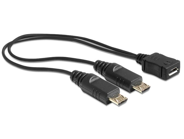 Delock Cable USB micro B female > 2 x USB micro-B male 20.5 cm