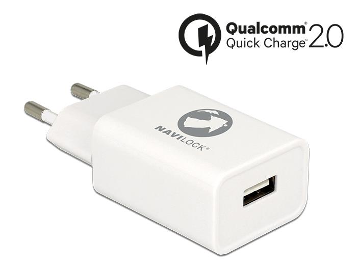 Delock Charger 1 x USB type A with Qualcomm Quick Charge 2.0 white