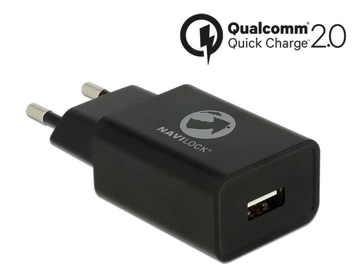 Delock Charger 1 x USB type A with Qualcomm Quick Charge 2.0 black