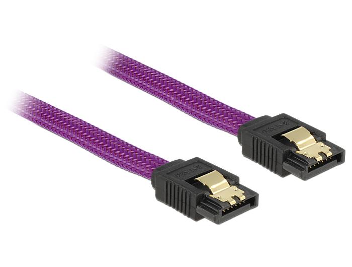 Delock SATA cable 6 Gb/s 100 cm straight / straight metal purple Premium