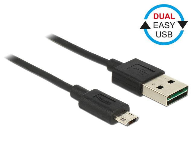 Delock Cable Easy USB 2.0 type-A male > Easy USB 2.0 type Micro-B male 50cm blac