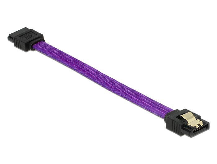 Delock SATA cable 6 Gb/s 10 cm straight / straight metal purple Premium