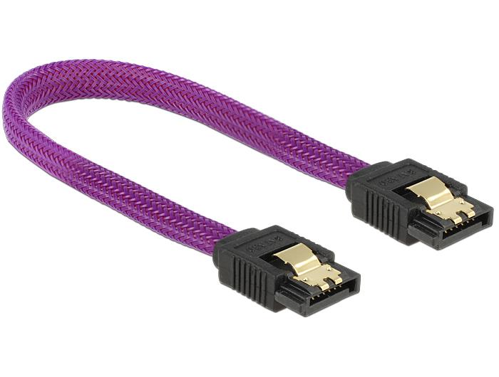 Delock SATA cable 6 Gb/s 20 cm straight / straight metal purple Premium