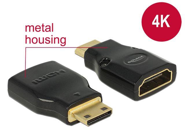 Delock adapter HDMI Mini-C(M)->HDMI(F) High Speed HDMI with Ethernet 4k