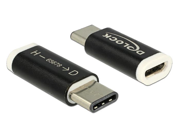 Delock Adapter USB 2.0 Micro-B female (host) > USB Type-Câ¢ 2.0 male (device)