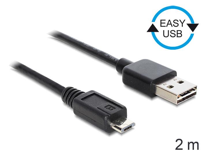 Delock Cable EASY-USB 2.0-A male > Micro USB 2.0 male 2 m