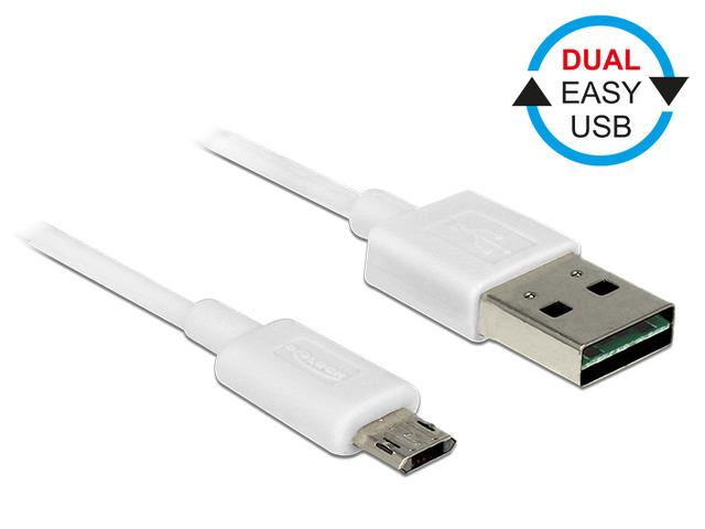 Delock Cable Easy USB 2.0 type-A male >Easy USB 2.0 type Micro-B male 0.5m white