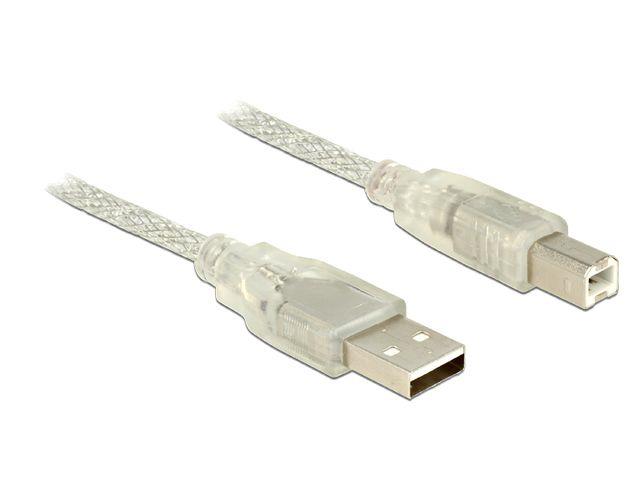 Delock Cable USB 2.0 Type-A male > USB 2.0 Type-B male 2m transparent