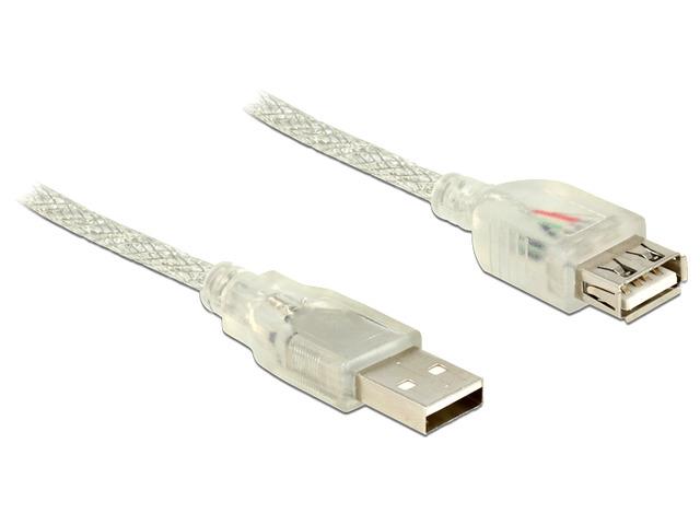 Delock Extension cable USB 2.0 Type-A male > USB 2.0 Type-A female 1.5m transpar