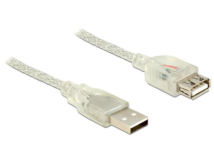 Delock Extension cable USB 2.0 Type-A male > USB 2.0 Type-A female 3m transpar