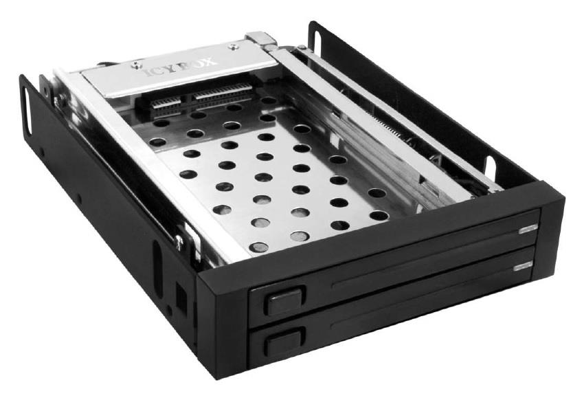 Icy Box Mobile Rack for 2x 2,5'' SATA HDD or 3,5'' SSD, Black