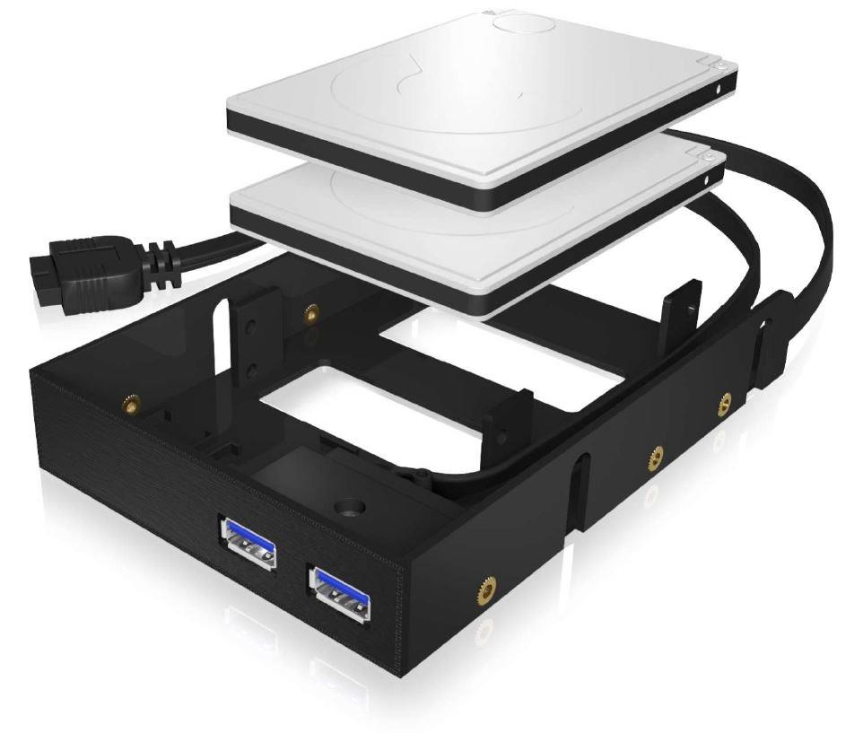 Icy Box pÅednÃ­ panel, montÃ¡Å¾nÃ­ sada pro 2,5'' HDD/SSD, 2x USB 3.0, ÄernÃ½