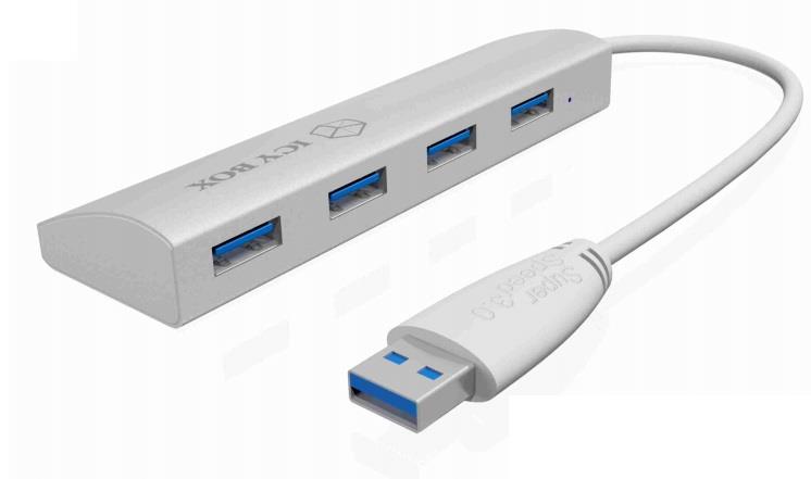 Icy Box 4x Port USB 3.0 Hub, Silver
