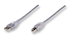 Manhattan USB 2.0 kabel A-B M/M 1,8m, stÅÃ­brnÃ½