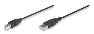 Manhattan Hi-Speed USB 2.0 Kabel A-B M/M 1,8m, ÄernÃ½