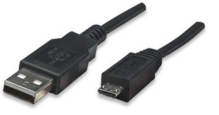 Manhattan Hi-Speed USB 2.0 kabel A-Micro B M/M 0,5m, ÄernÃ½