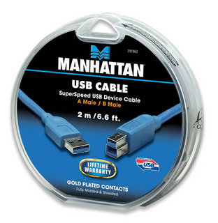 Manhattan SuperSpeed USB 3.0 Cable A-B M/M 2m Blister Cake