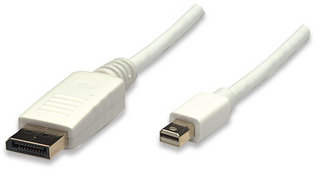 Manhattan Monitor Cable Mini DisplayPort to DisplayPort, M/M, White, 1m