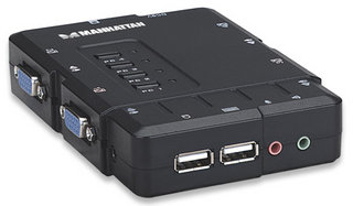 Manhattan 4-Port Compact KVM Switch, USB, Audio