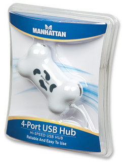 Manhattan USB 2.0 Hub ''psÃ­ kost'', 4 porty, bÃ­lÃ½
