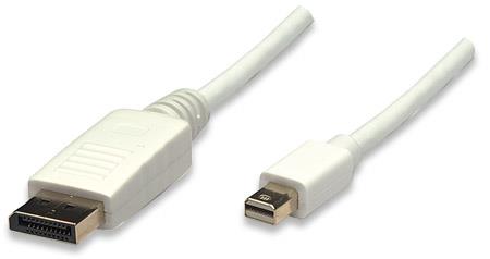 Manhattan Monitor Cable Mini DisplayPort to DisplayPort, M/M, White, 2m