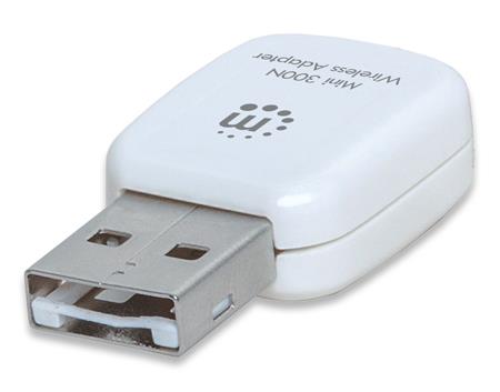Manhattan WiFi Nano USB 2.0 Adapter, 802.11b/g/n N300 MIMO 2.4GHz