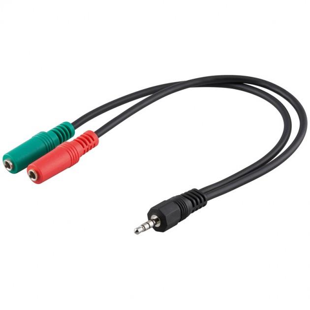Manhattan Audio stereo kabel / adaptÃ©r 1 x jack 3.5mm 4-pin to 2 x jack 3.5mm