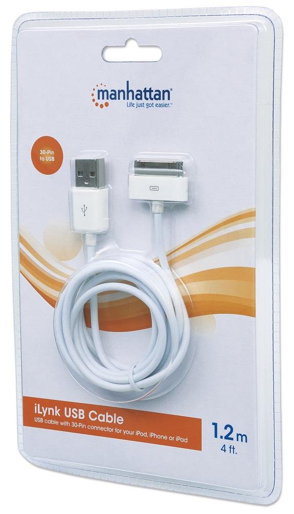 Manhattan iLynk USB kabel pro iPhone/iPod, USB A samec --> 30 pin samec, 1.2m