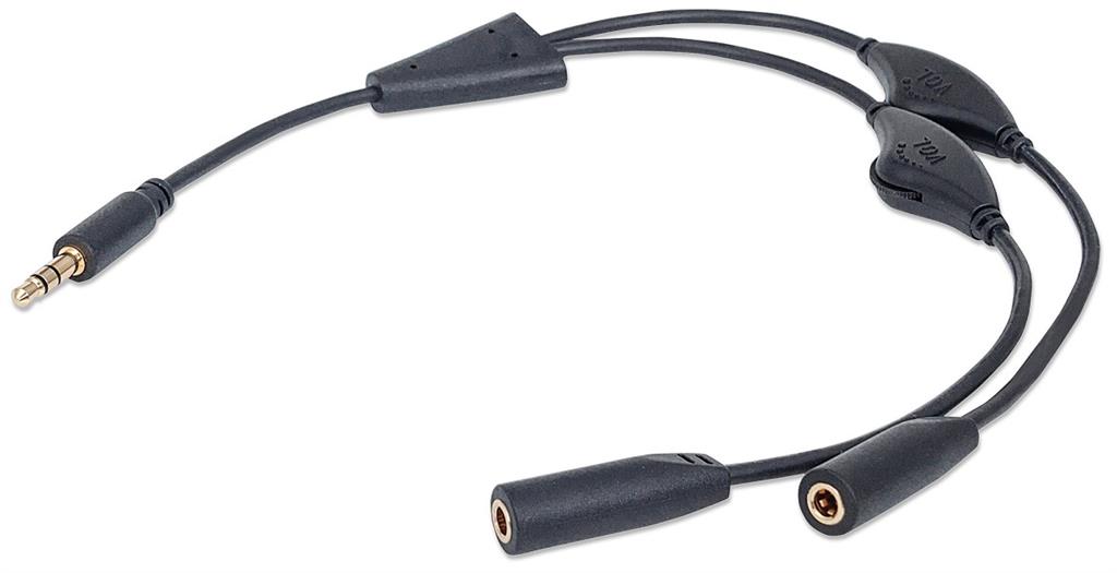 Manhattan audio rozdeÄ¾. kabel, jack 3.5mm samec --> 2x jack 3.5mm samice, 30 cm