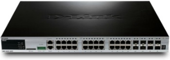 D-Link xStack 24-port 10/100/1000 Layer 3 Managed PoE Gigabit Switch, 4 Combo