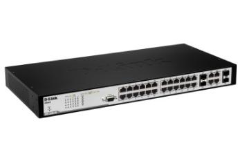 D-Link xStack 24-port 10/100 PoE Layer 2 Managed Switch + 2x Combo 1000Base-T