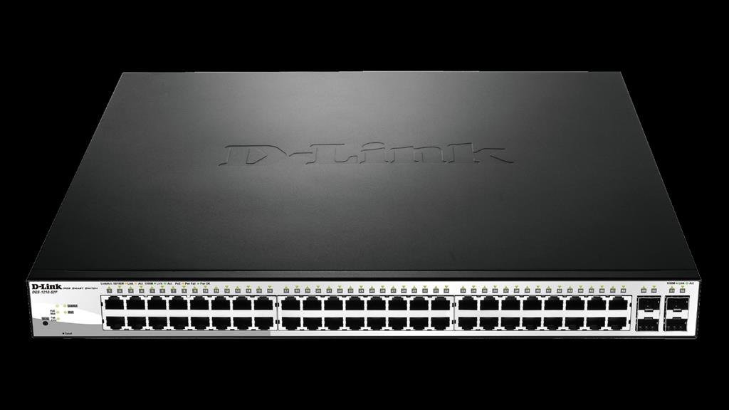 D-Link 52-port 10/100/1000 PoE Gigabit Smart Switch, 4 Combo 1000BaseT/SFP incl.