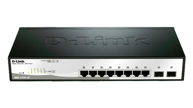 D-Link 10-port 10/100/1000 Gigabit Smart Switch including 2 Combo 1000BaseT/SFP
