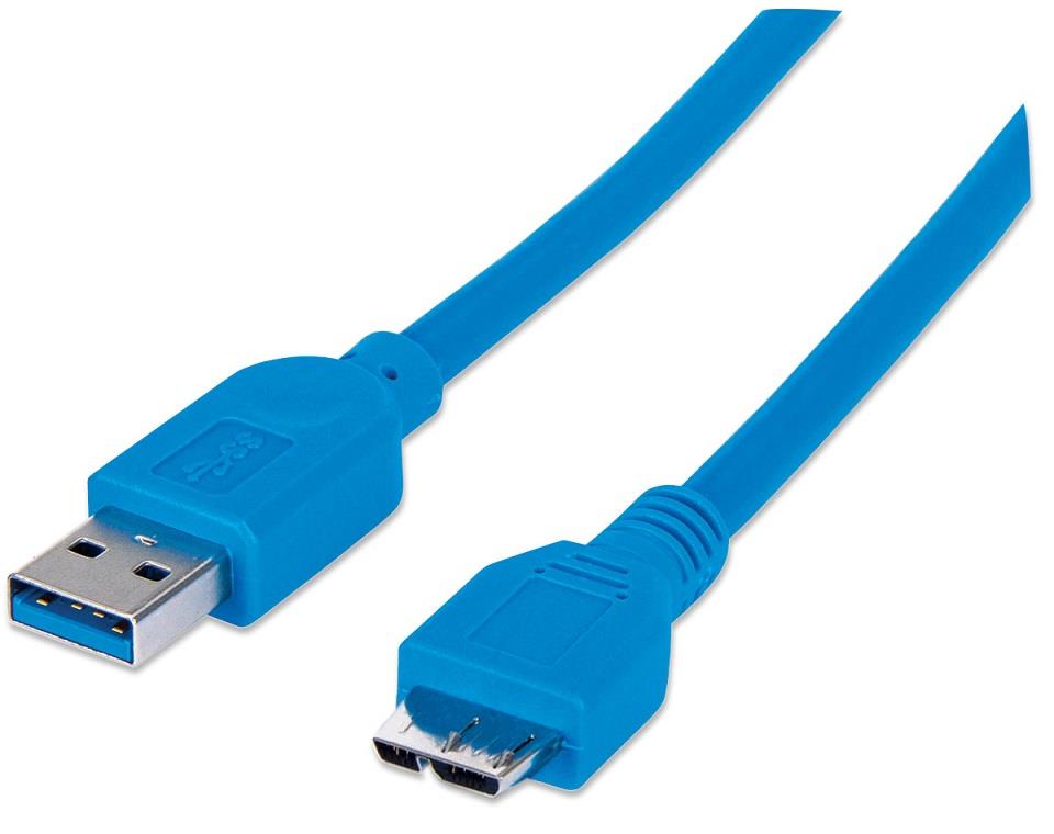 Techly SuperSpeed USB 3.0 kabel, A samec na micro-B samec, 1 m, modrÃ½