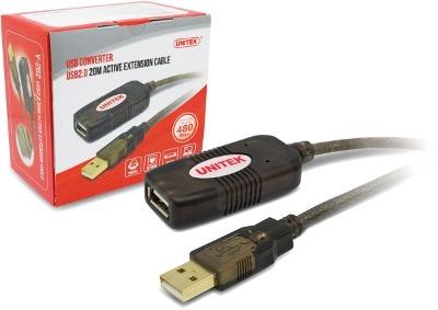 Unitek prodluÅ¾ovacÃ­ kabel USB 2.0 20m, aktivnÃ­
