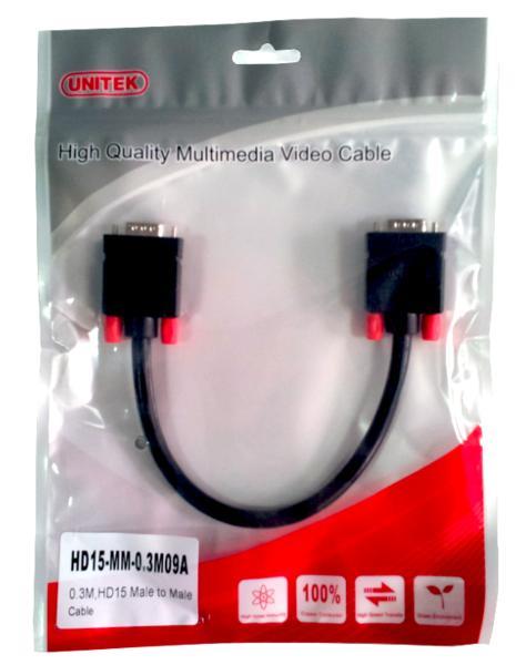 Unitek PREMIUM kabel VGA HD15 M/M 0.3m