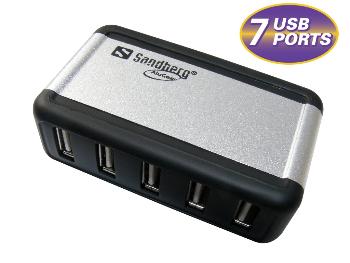Sandberg Hub AluGear USB 2.0, 7 portÅ¯, Äerno-Å¡edÃ½