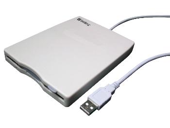 Sandberg externÃ­ mini disketovÃ¡ mechanika, USB, 3.5'' diskety, bÃ­lÃ¡