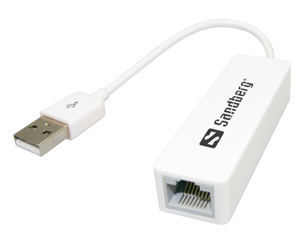 Sandberg konvertor USB 2.0 samec > RJ45 samice, bÃ­lÃ½