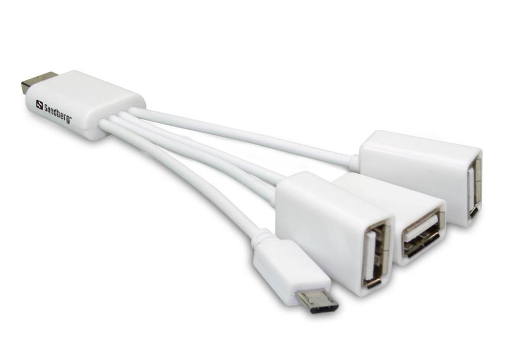Sandberg Hub USB 2.0 > Smartphone Sync, bÃ­lÃ½