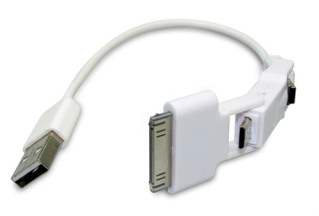 Sandberg USB synchronizaÄnÃ­ a napÃ¡jecÃ­ kabel, 3v1, iPad/iPhone/iPod, 1m, bÃ­lÃ½