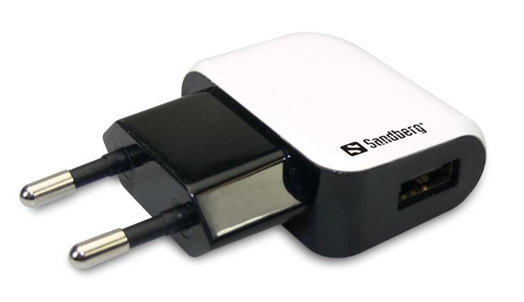 Sandberg Mini USB AC napÃ¡jecÃ­ adaptÃ©r, 1000mA, EU standard, bÃ­lo-ÄernÃ½