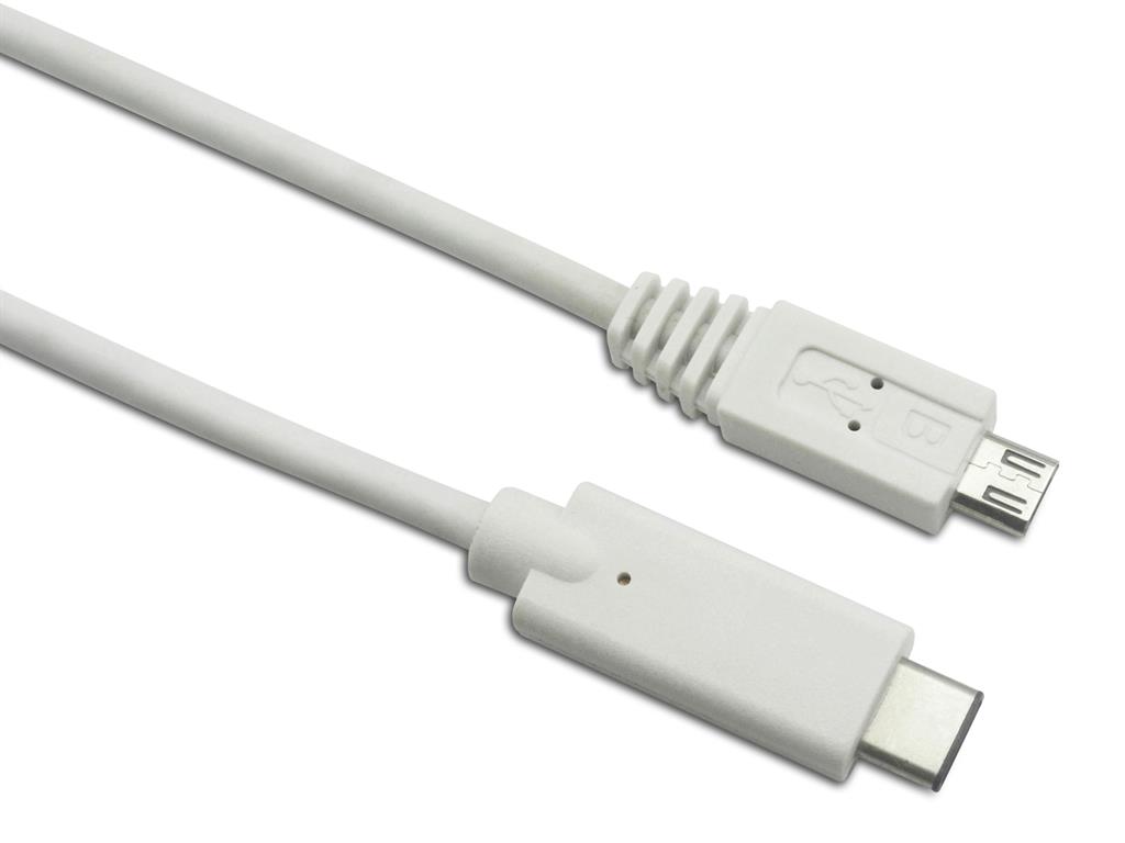 Sandberg kabel USB-C samec > Micro USB samec, 1m, bÃ­lÃ½