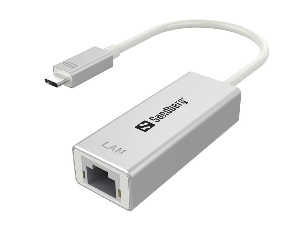 Sandberg konvertor USB-C samec > RJ45 samice, bÃ­lÃ½