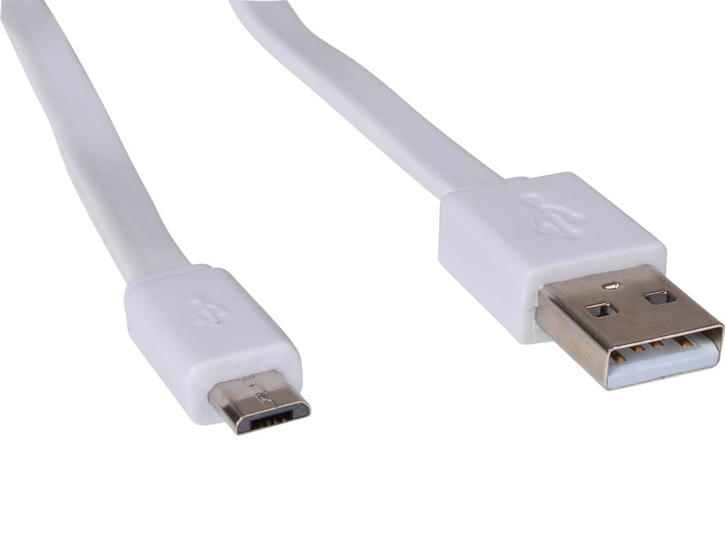 Sandberg kabel USB-A samec > Micro USB samec, plochÃ½, 1m, bÃ­lÃ½