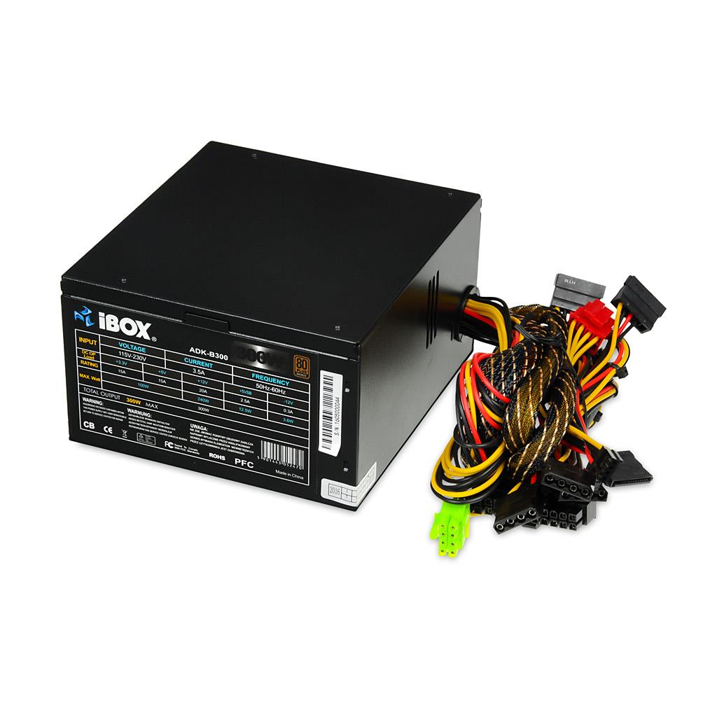 PC zdroj I-BOX ATX 300W 80+ BRONZE 12 CM FAN BLACK EDITION
