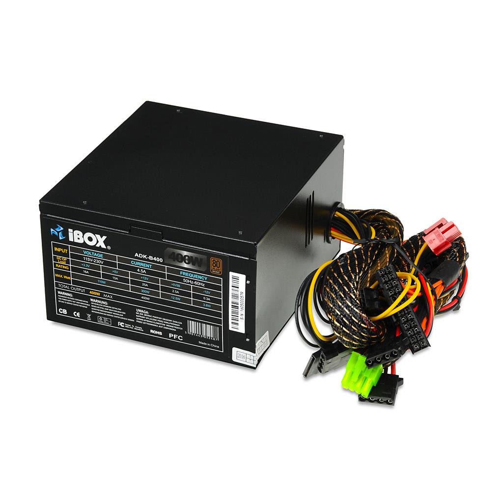 PC zdroj I-BOX ATX 400W 80+ BRONZE 12 CM FAN BLACK EDITION