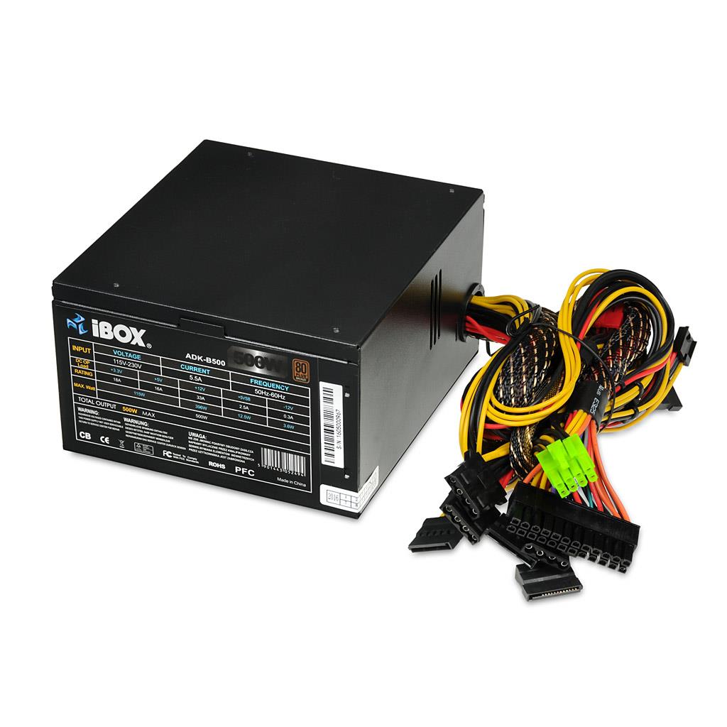 PC zdroj I-BOX ATX 500W 80+ BRONZE 12 CM FAN BLACK EDITION