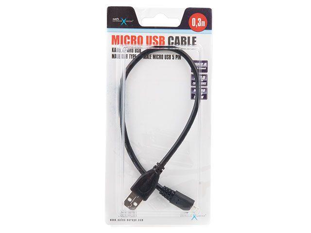 Natec kabel USB 2.0 micro USB AM/MBM5P 0.3m, ÄernÃ½, blister
